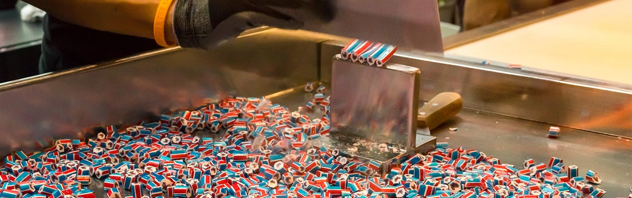 Hard candy cutter. See our staff cut candy when you schedule a Sweetsify factory tour.